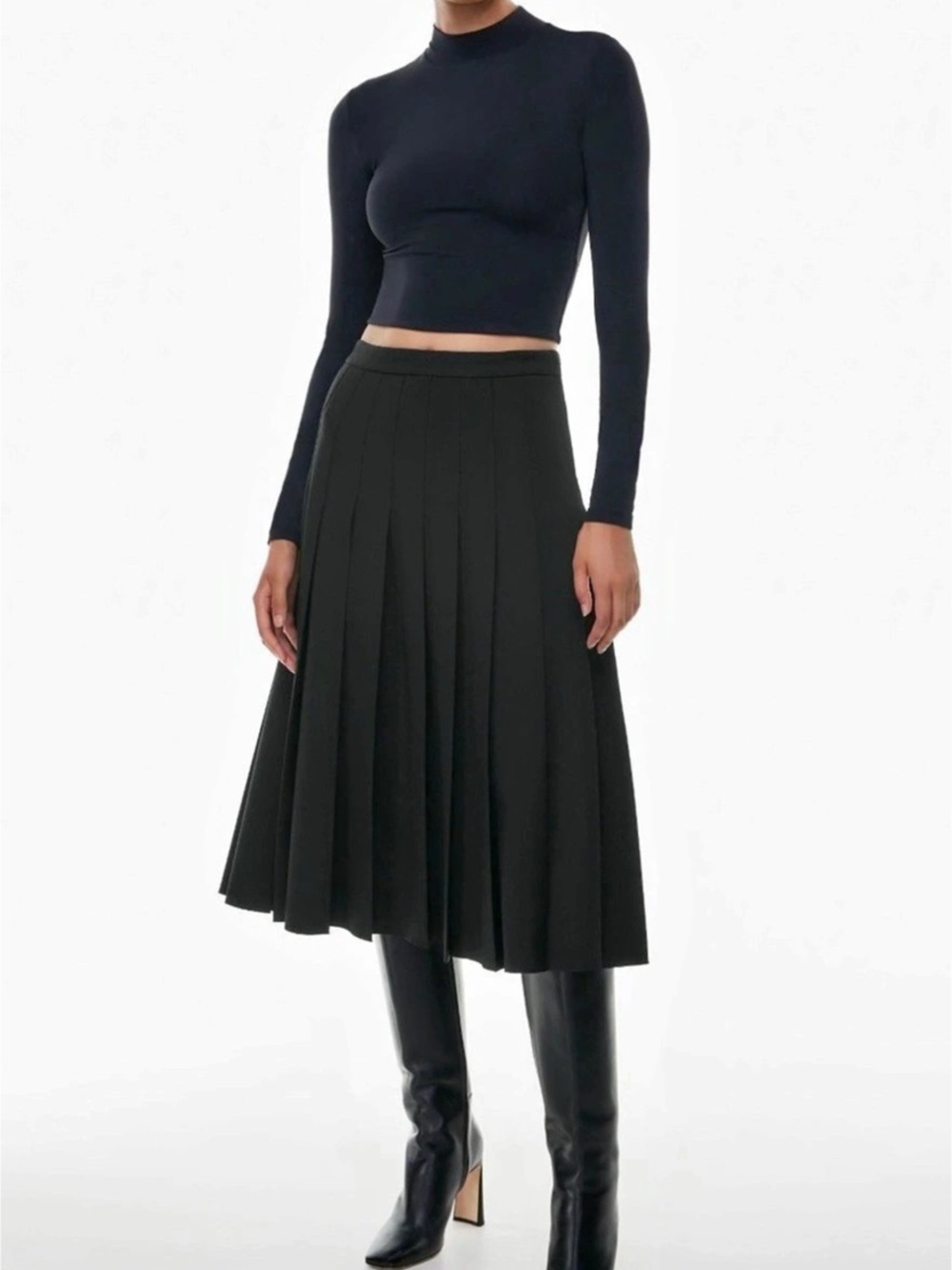 Babaton Aritzia Black Pleated Midi Skirt size 4